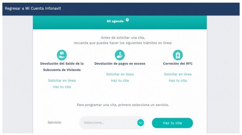 Seleccionar trámite de Infonavit para la cita