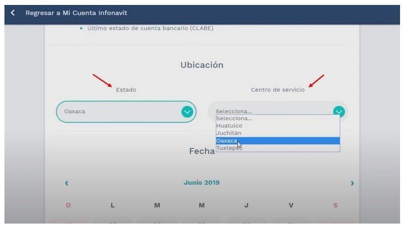 Seleccionar oficina Infonavit para la cita