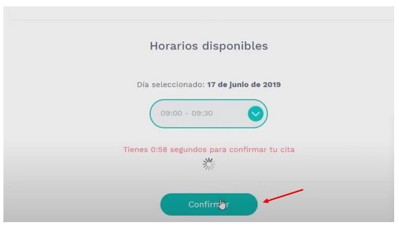Seleccionar fecha y hora para cita Infonavit